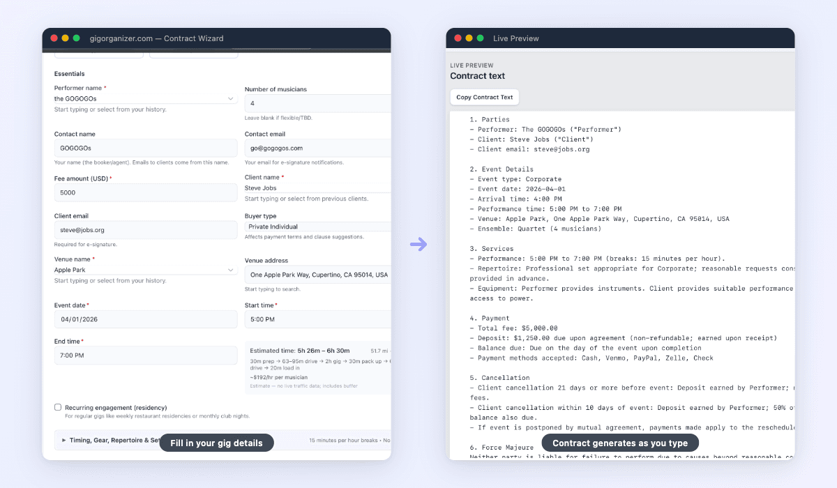 Contracts & E-Signatures screenshot
