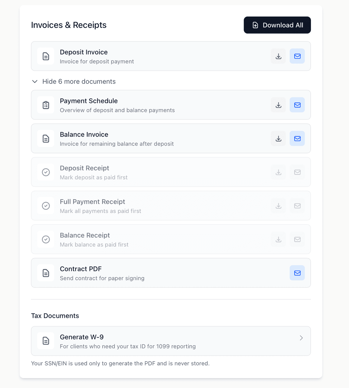 Invoices & Payment Tracking screenshot