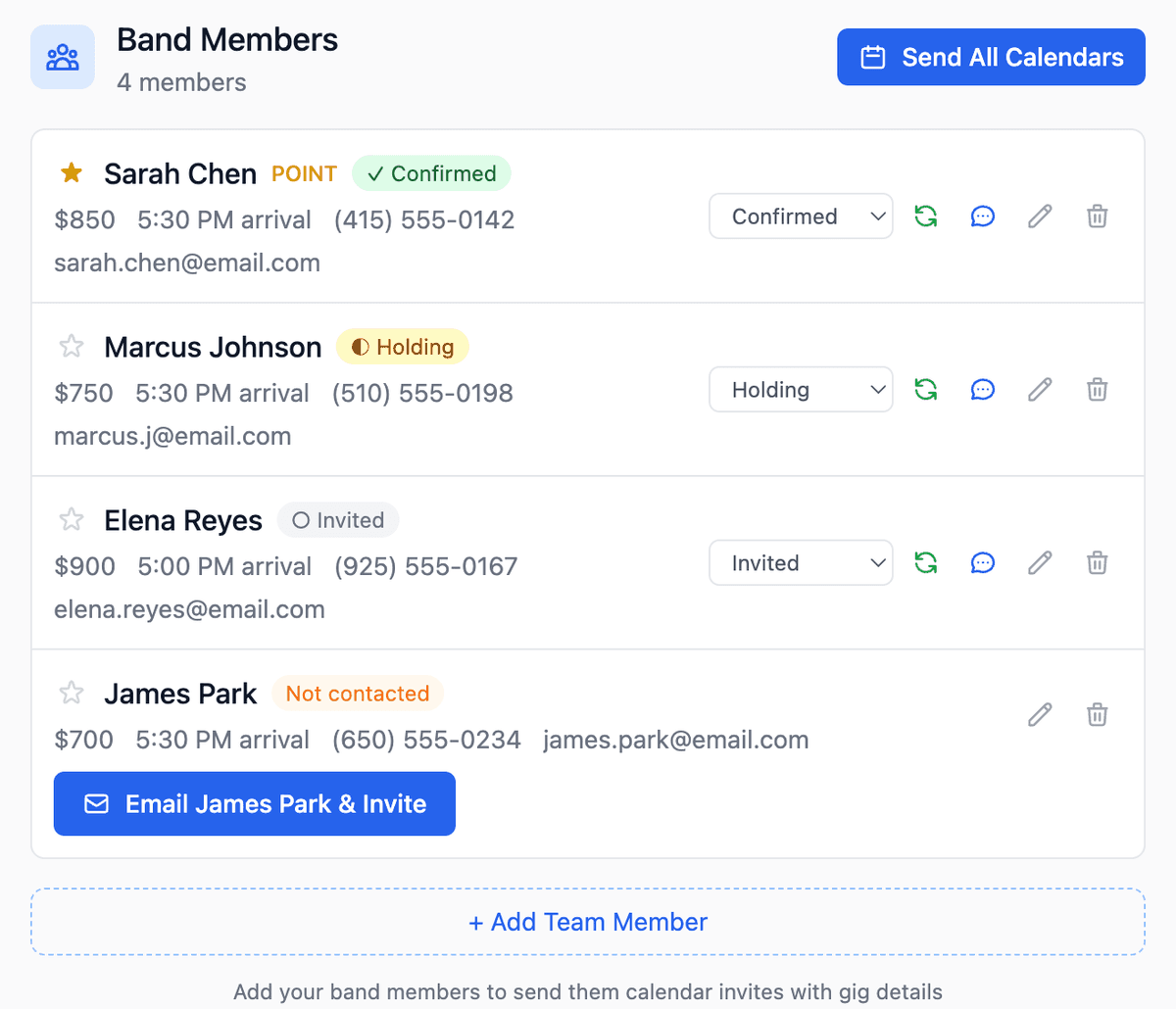 Team Management screenshot